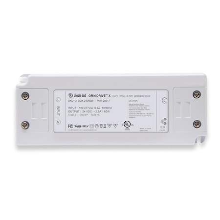 Diode Led OMNIDRIVE X 24V 60W, ELV and 0-10V LED Dim Driver With Class 2 Jct Box DI-ODX-24V60W-J